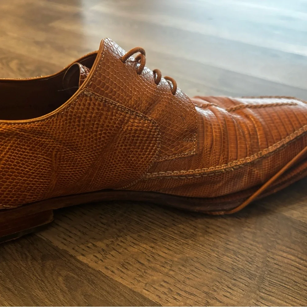 Mezlan Brown Textured Leather Oxfords office dress shoes men’s size 12 business - Picture 7 of 13